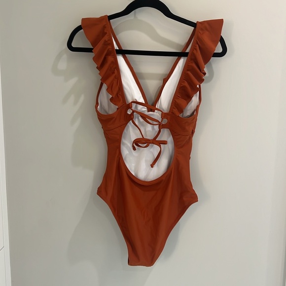 Orange Ruffle One Piece Swimsuit - M - Picture 5 of 5